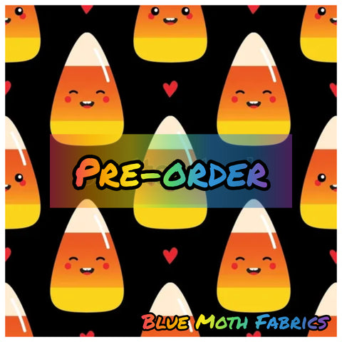 PRE-ORDER. Candy Corn Love fabric. By METER - BlueMothFabrics