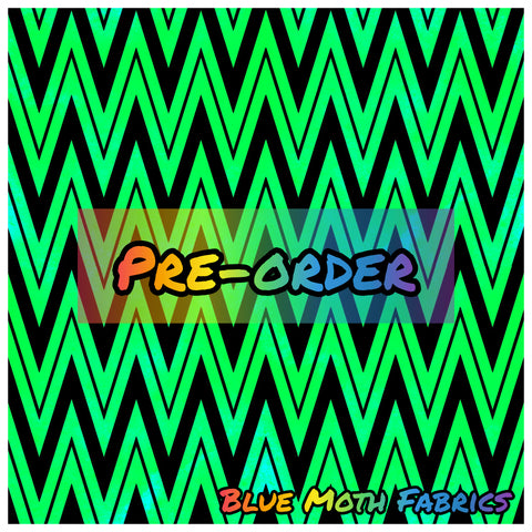 PRE-ORDER. Green grunge zigzag 2 fabric. By METER - BlueMothFabrics
