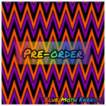 PRE-ORDER. Purple orange zigzag fabric. By METER - BlueMothFabrics
