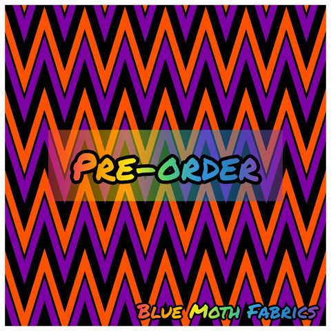 PRE-ORDER. Purple orange zigzag fabric. By METER - BlueMothFabrics