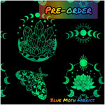 PRE-ORDER. Mystic Moon Green fabric. By METER - BlueMothFabrics