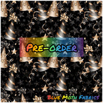 PRE-ORDER. Party Hats Black fabric. By METER - BlueMothFabrics