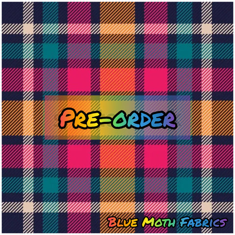 PRE-ORDER. Rainbow Tartan 2 fabric. By METER - BlueMothFabrics