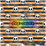 PRE-ORDER. Halloween Skull Stripes fabric. By METER - BlueMothFabrics