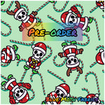 PRE-ORDER. Santa Skeleton green fabric. By METER - BlueMothFabrics
