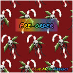 PRE-ORDER. Skull Candy Cane fabric. By METER - BlueMothFabrics