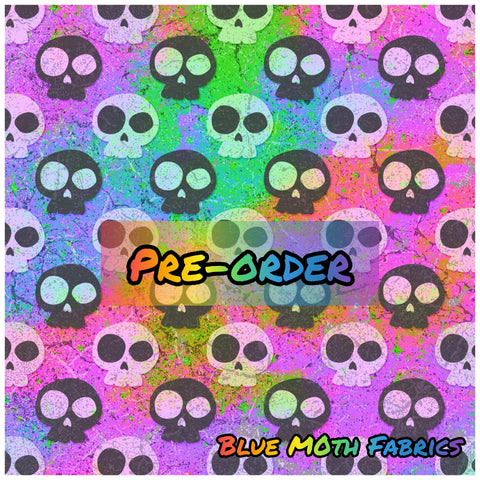 PRE-ORDER. Neon Pink Mini Skulls fabric. By METER - BlueMothFabrics