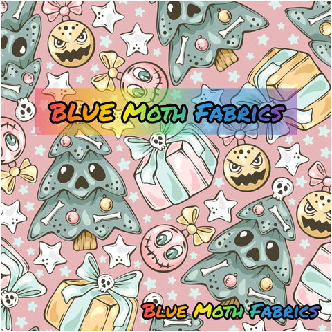 PRE-ORDER. Spooky Cute Christmas fabric. By METER - BlueMothFabrics