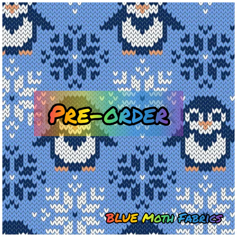 PRE-ORDER. Knit Effect Penguin fabric. By METER - BlueMothFabrics