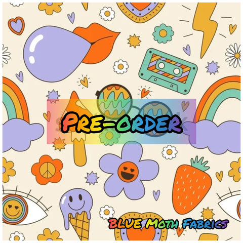 PRE-ORDER. Retro Vibes fabric. By METER - BlueMothFabrics