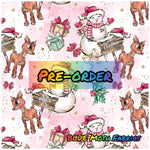 PRE-ORDER. Christmas Snow Lady Pink fabric. By METER - BlueMothFabrics