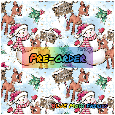 PRE-ORDER. Christmas Snow Lady fabric. By METER - BlueMothFabrics