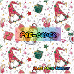 PRE-ORDER. White Christmas Gnomes fabric. By METER - BlueMothFabrics