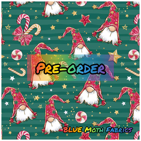 PRE-ORDER. Christmas Gnomes fabric. By METER - BlueMothFabrics