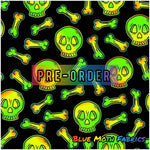 PRE-ORDER. Neon Green Skulls fabric. By METER