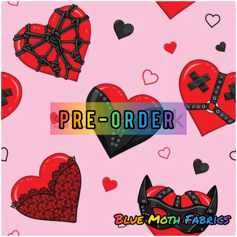 PRE-ORDER. Hot Hearts fabric. By METER - BlueMothFabrics