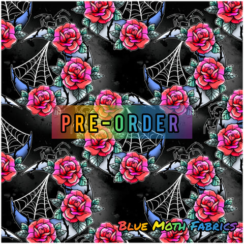 PRE-ORDER. Spider Moons fabric. By METER - BlueMothFabrics