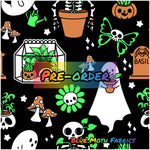 PRE-ORDER. Gardening Ghost black fabric. By METER - BlueMothFabrics