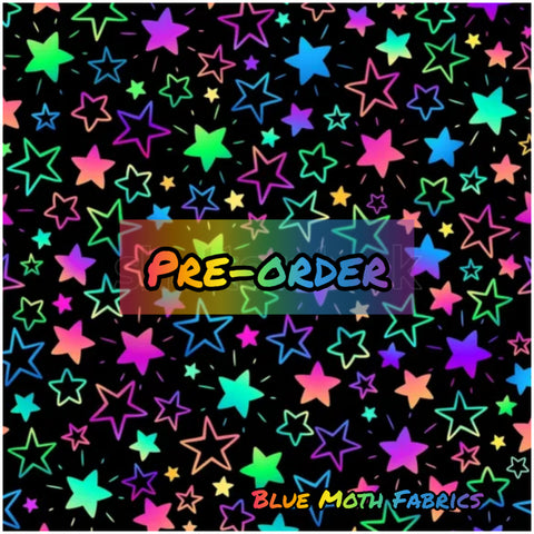 PRE-ORDER. Rainbow Stars Faux leather / vinyl fabric. 40x130cm