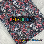 PRE-ORDER. Skulls and Roses fabric. By METER - BlueMothFabrics