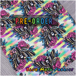 PRE-ORDER. Floral Death Moth Stripes fabric. By METER - BlueMothFabrics