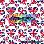 PRE-ORDER. England Flag Hearts fabric. By METER - BlueMothFabrics