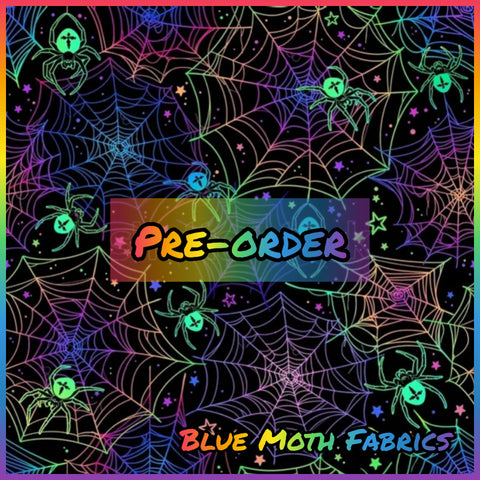 PRE-ORDER. Rainbow Spiderweb fabric. By METER - BlueMothFabrics