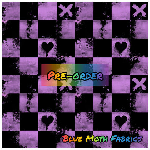 PRE-ORDER. Grunge Checkerboard pink fabric. By METER - BlueMothFabrics
