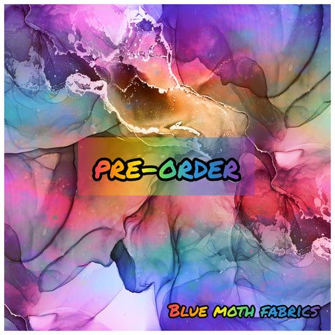 PRE-ORDER. Marble Ink Rainbow fabric. By METER - BlueMothFabrics