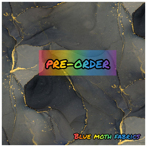 PRE-ORDER. Marble Ink black fabric. By METER - BlueMothFabrics