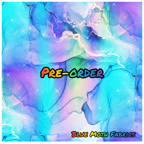 PRE-ORDER. Marble Ink sparkle blue fabric. By METER - BlueMothFabrics