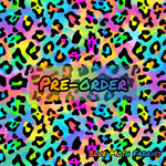 PRE-ORDER. Neon Rainbow Leopard fabric. By METER - BlueMothFabrics