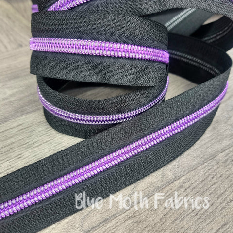 Purple zipper tape, sold by Meter