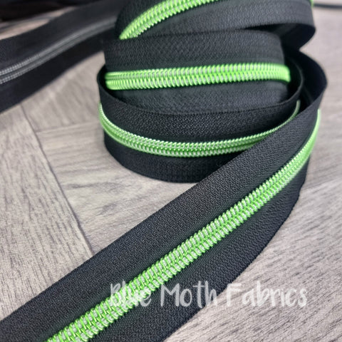 Green zipper tape #5, sold by Meter