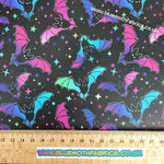 Neon Bats Faux leather / vinyl fabric. 40x66cm roll