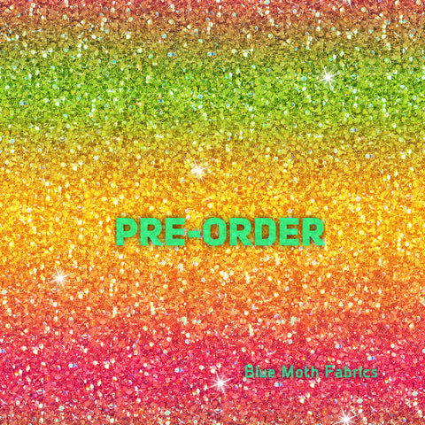 PRE-ORDER. Green Pink Yellow Glitter fabric. By METER - BlueMothFabrics