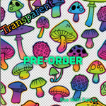 PRE-ORDER. Mushrooms 2 TRANSPARENT Faux leather / vinyl fabric. 40x130cm