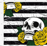 Skulls and yellow roses fabric. By METER - BlueMothFabrics